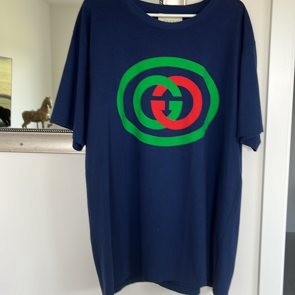 Gucci Blue Tee with Vibrant Logo - Picture 2 of 9
